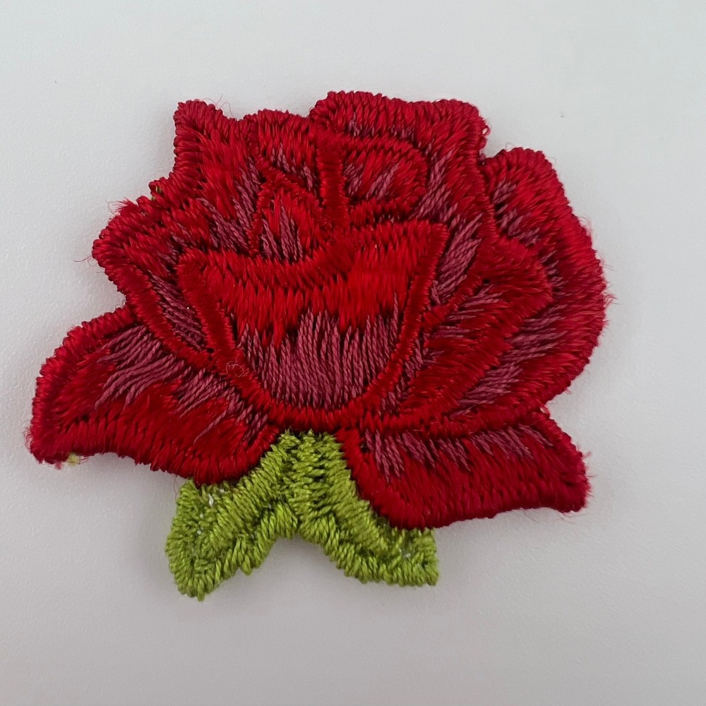 Red Rose Embroidered Patch Applique Sew On Floral Embroidery Craft Patch‎